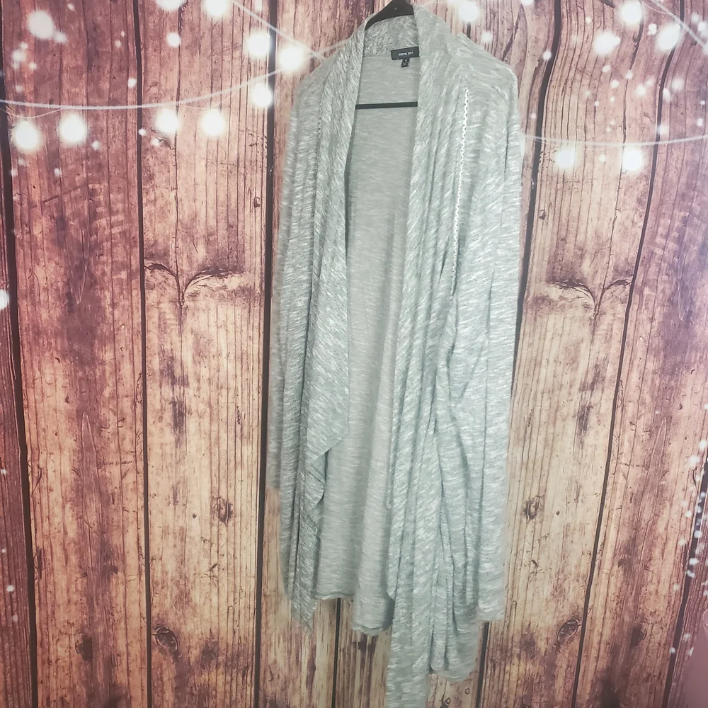 Verve Ami Light Gray And Green Draped Cardigan - Picture 2 of 5